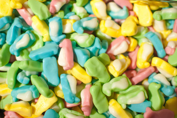 colorful pastel gummy sweets collection in animal shape