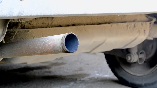 The exhaust pipe of the car. Engine problem