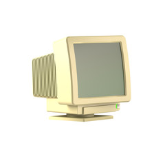 Vintage Retro Computer Monitor on Isolated White Background Vaporwave - 3D Illustration