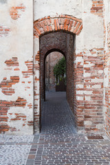 city gate and wall in historical town Cittadella, Italy