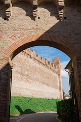 city gate and wall in historical town Cittadella, Italy