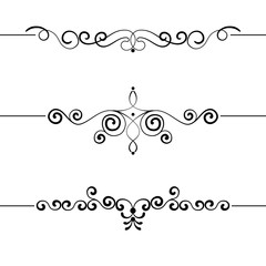 Set of vintage decorative curls, swirls, monograms and calligraphic borders vector