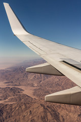 View of the earth from the wing of the aircraft. Sinai. Egypt.