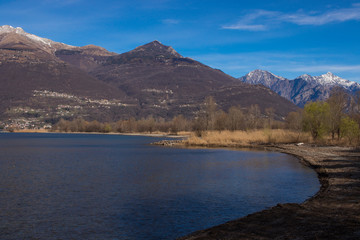 Beautiful Natural Park, Lake with blue water and mountains in background