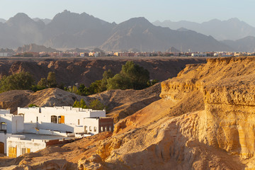 Sharm El Sheikh, sunset, outskirts of the city. Egypt. Mountains of the Sinai Peninsula.