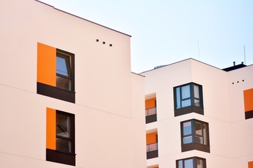 New-build residential building on a sunny summer day