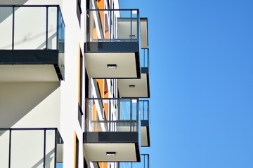 New-build residential building on a sunny summer day