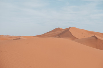 Beautiful Sahara Desert Dunes on a sunny day in the Erg Chebli in Morocco