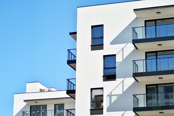 New-build residential building on a sunny summer day