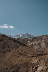 The atlas mountains with snow on the summit in Morocco.