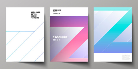 Naklejka premium The vector illustration of editable layout of A4 format modern cover mockups design templates for brochure, magazine, flyer, booklet, annual report. Creative modern cover concept, colorful background.