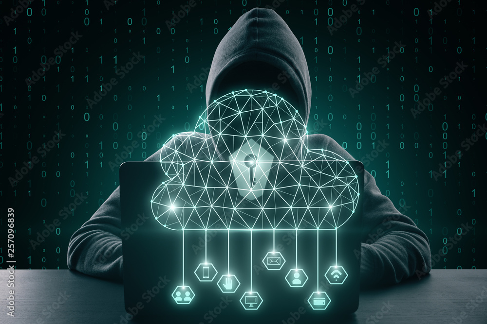 Aufkleber Cloud computing and hacking concept