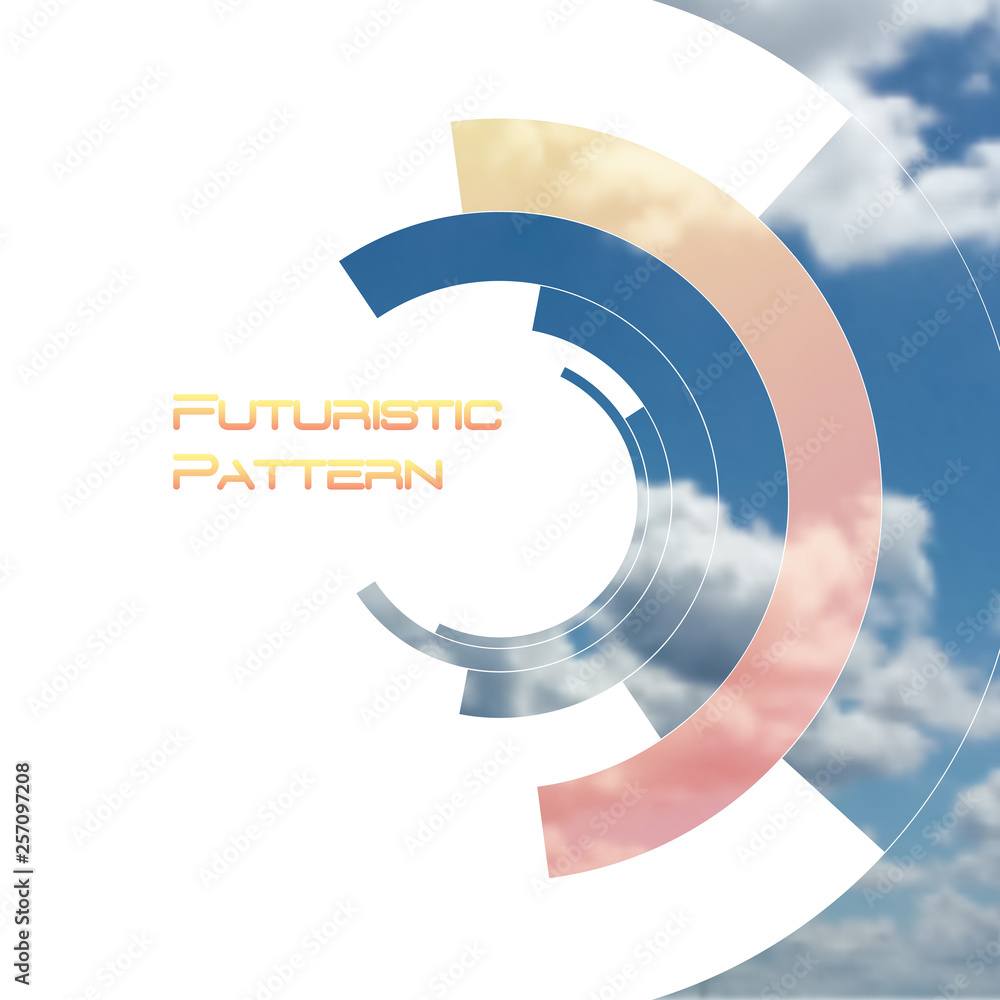 Aufkleber circular pattern, circle elements forming geometric frame for photo with colorful yellow color gradi