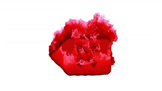 The symbol backspace inflames with dark fire, then burns. . In - Out loop. Alpha channel Premultiplied - Matted with color white