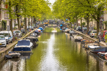 Naklejka premium Amsterdam canal scene