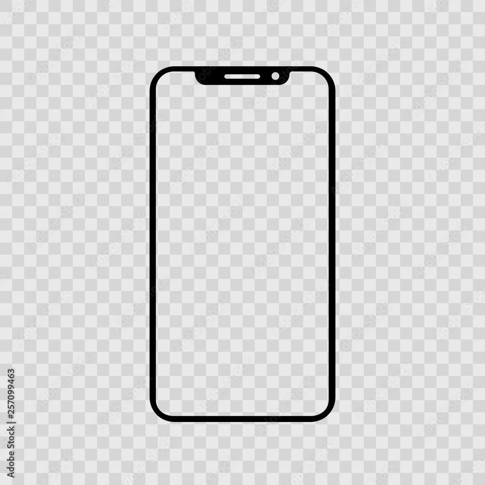 Poster Black smartphone with empty touch screen, new model - vector for stock