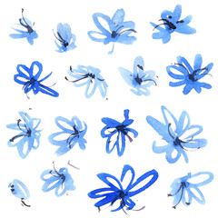 Fototapeta na wymiar Blue flowers set