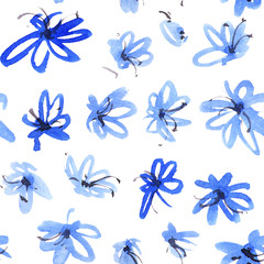Fototapeta na wymiar Blue flowers pattern