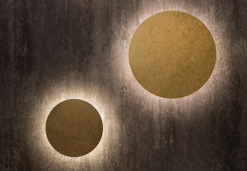 Decorative LED lights on the grunge wall