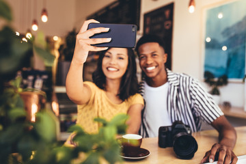 Selfie for social media post