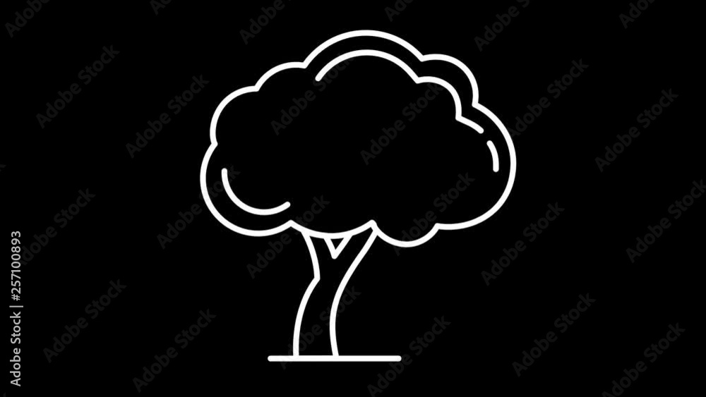 Poster big tree line icon on the alpha channel