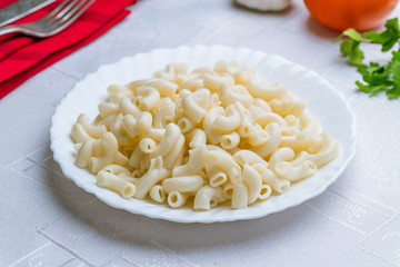 Boiled pasta in a plate