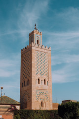 Fototapeta premium A beautiful moroccan minaret in Marrakech.