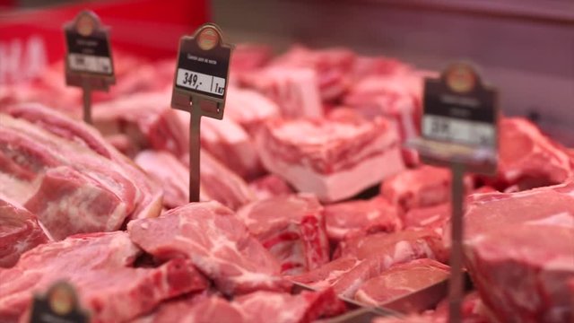 Showcase meat raw products