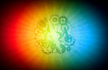 Vintage steampunk menu compass background, frame, cogs, old retro canvas paper