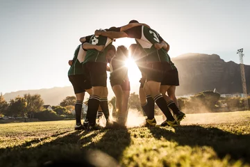 Foto op Plexiglas Rugby players rejoicing victory © Jacob Lund