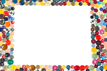 background with rectangular frame - multicolored buttons on a white surface