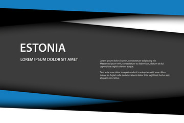 Naklejka na ściany i meble Modern vector background with Estonian colors and grey free space for your text, overlayed sheets of paper in the look of the Estonian flag, Made in Estonia