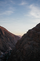 Dades Valley in Morocco in the Atlas Mountains while sunset
