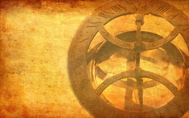 Fototapeta na wymiar Retro travel map. Vintage steampunk astrolabe on paper canvas, compass grunge old retro wallpaper