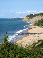 Côte basque, panorama sur la plage de Bidart face à l'océan Atlantique (France)