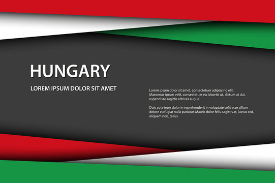 Modern vector background with Hungarian colors and grey free space for your text, overlayed sheets of paper in the look of the Hungarian flag, Made in Hungary