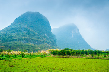 Fototapeta premium Mountain scenery in the mist