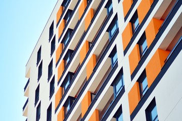 New-build residential building on a sunny summer day