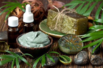 Green  spa cosmetic arrangement