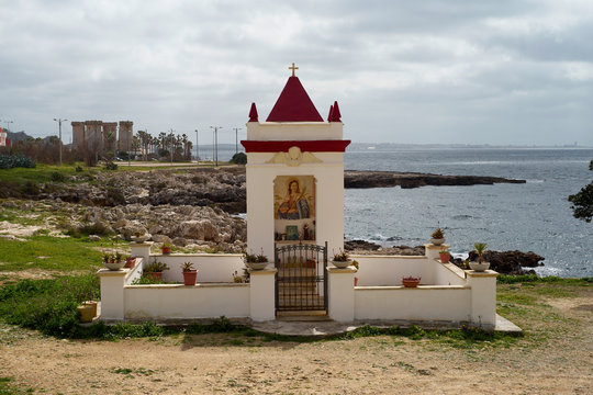 Votive aedicule of Saint Lucia, at the "Quattro Colonne" in Santa Maria al Bagno in Puglia - Italy