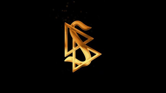 Golden scientology symbol on transparent background.