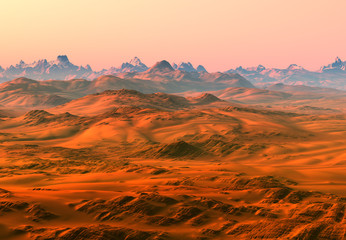 3D Rendered Red Desert Landscape - 3D Illustration