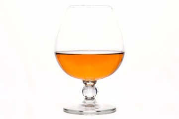 brown scotch in transparent glass isolated on white 