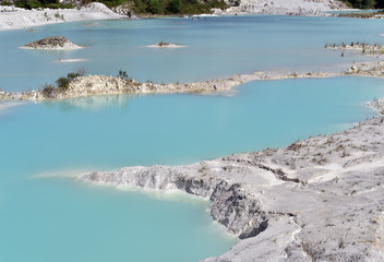 Man-made artificial lake Kaolin, turned from mining ground holes, Belitung Island, Indonesia
