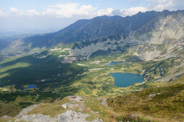 Fototapeta na wymiar Panoramic view of the mountain lakes, Tatra National park