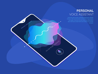 Mobile App UI Personal Voice Assistant 3d mockup