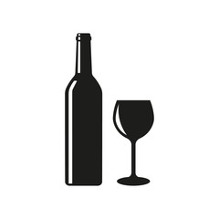  Wine bottle glass icon. Vector illustration. Isolated.