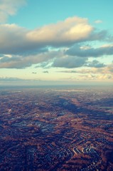 View of Northern Virginia during sunset from the airplane