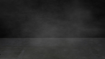 Abstract dark cement concrete floor with foggy blur background