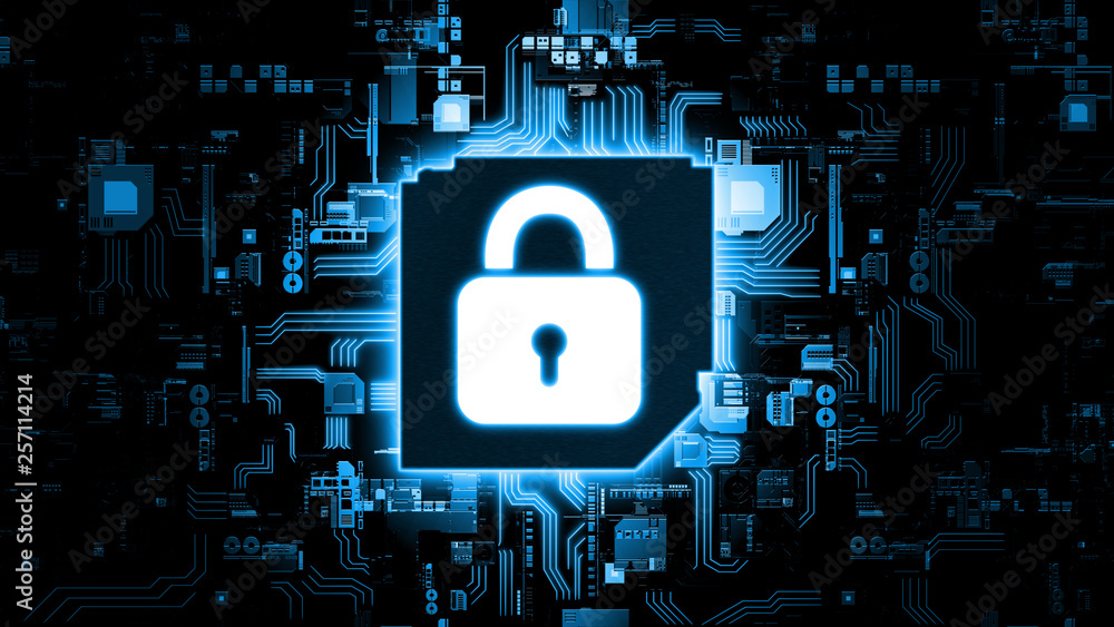 Poster 3d rendering of abstract concept of global internet security using artificial intelligence. glowing 
